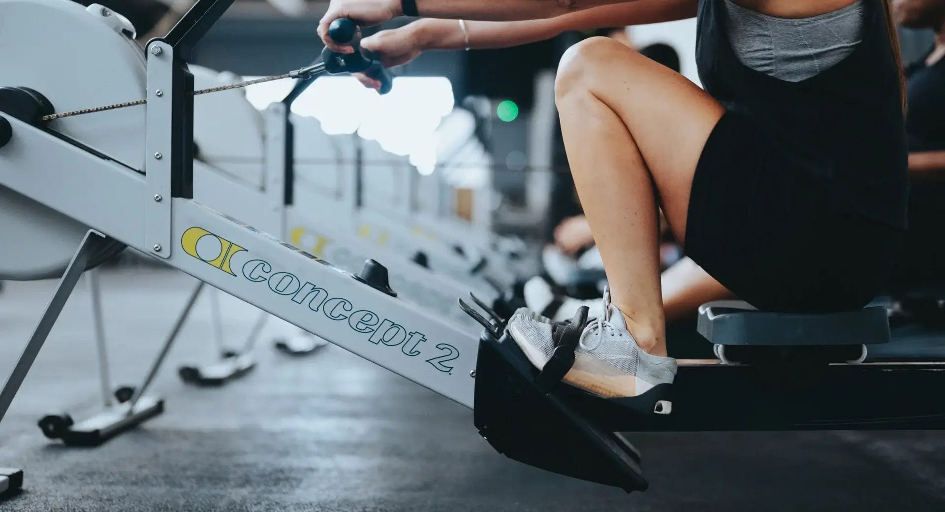 Woman working out at rower